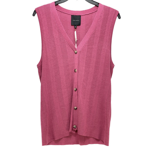 Alex Marie Knit Jessica Button Front V-Neck Sleeveless Cardigan MauveWood NWT XL - Picture 1 of 8